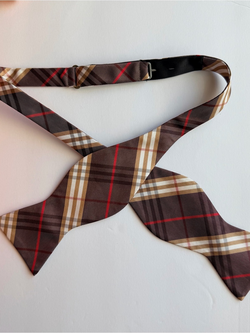 Classic Brown Plaid Self-Tie Bow Tie